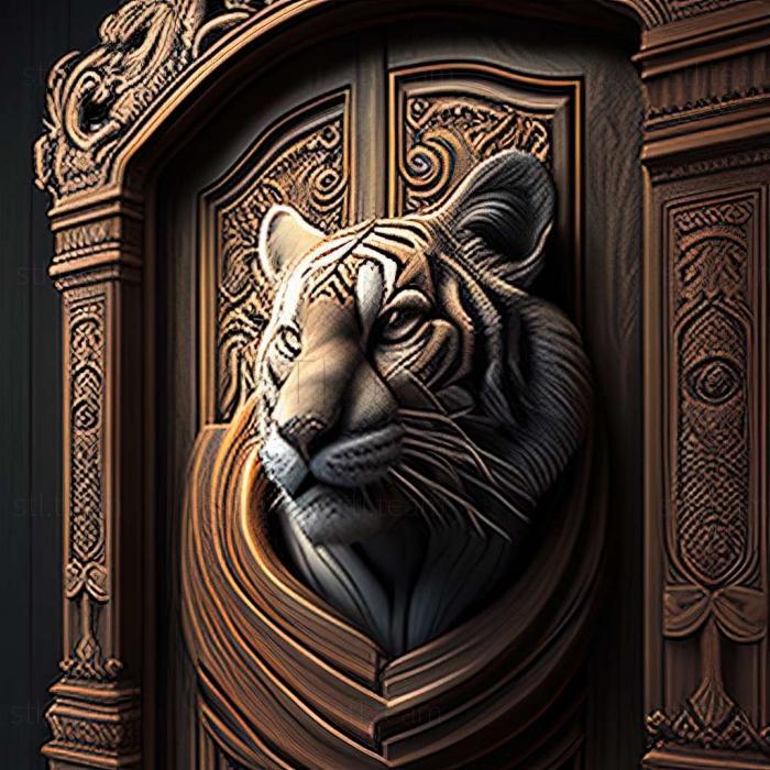 Animals door with tiger 3D